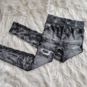 New - Faux Distressed Jeans - Spandex Leggings
